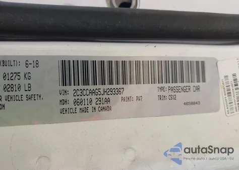 2018 Chrysler 300 Touring из США, поврежденный, VIN 2C3CCAAG5JH293367